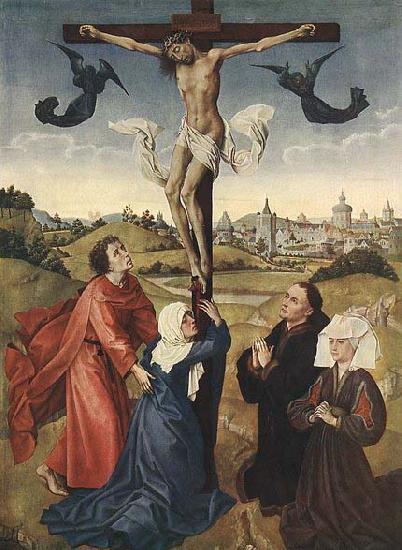 WEYDEN, Rogier van der Crucifixion Triptych Sweden oil painting art